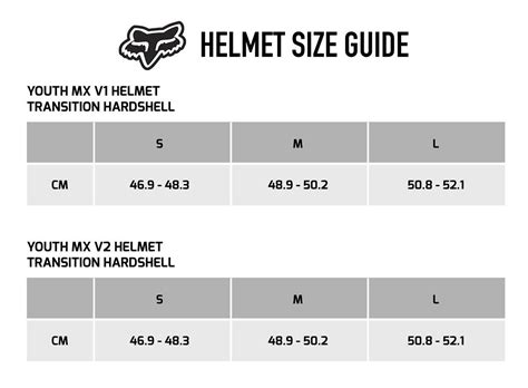 fox youth helmet sizing|youth riding gear size guide.